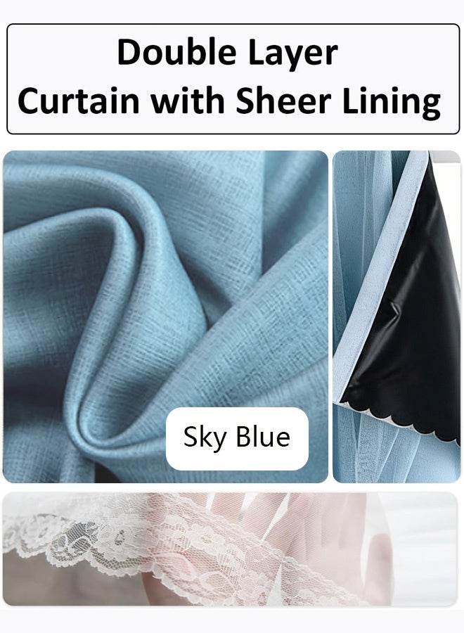 أجريون ستائر فيلكرو مع ستائر شفافة، ستائر بدون حفر، 100% عازلة للضوء، لوح واحد، تناسب نوافذ بعرض 75-100 سم (بيج عرض 150 × ارتفاع 200 سم) - Image 3